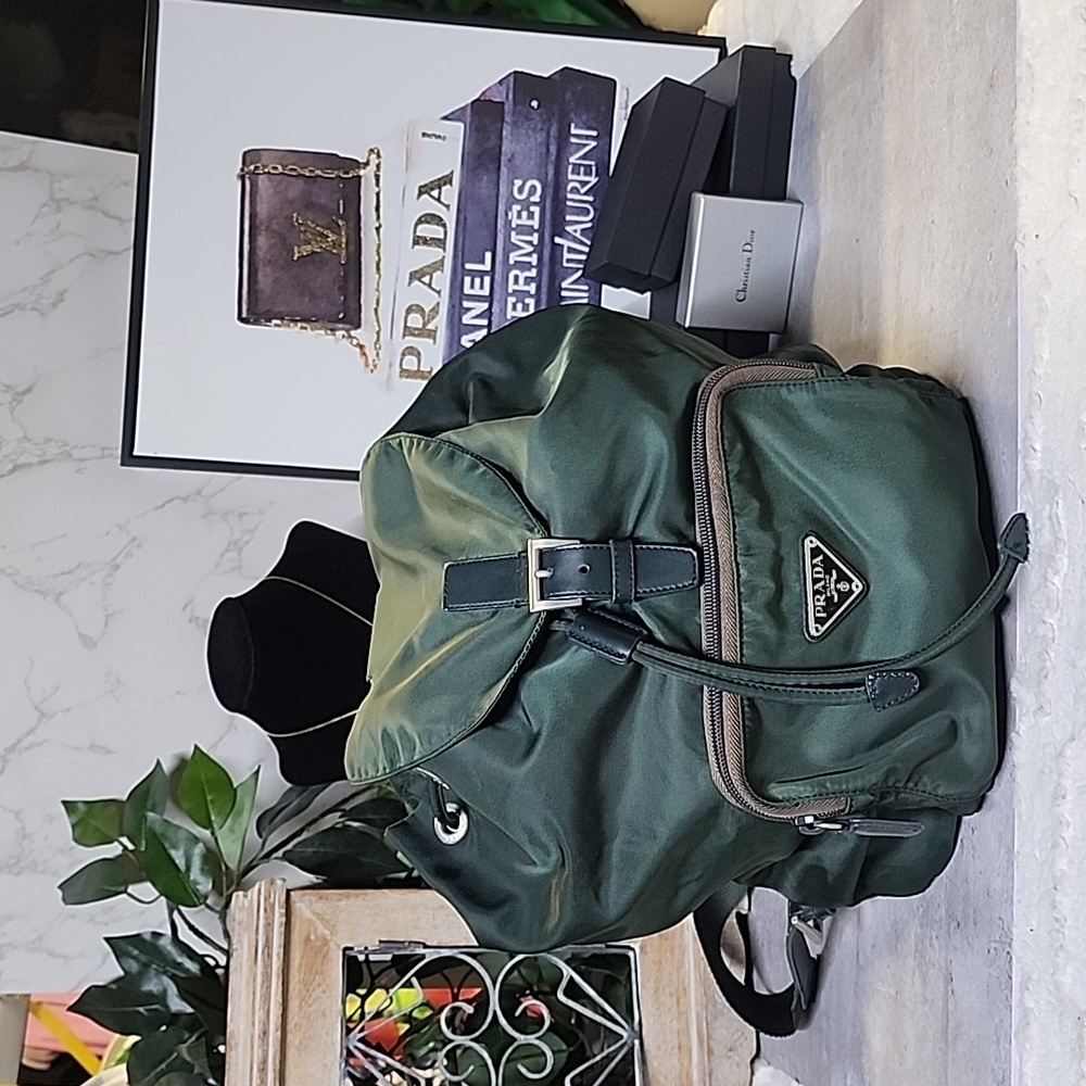 Prada Green Nylon Drawstring Backpack